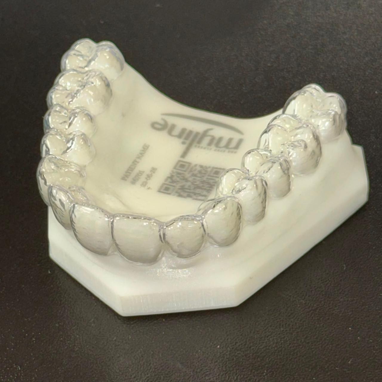 Clear dental appliance on a myline resin model